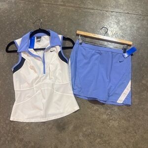 Nike Dri-FIT Sleeveless Golf Tennis Polo Top White Blue Zip Neck Women’s S